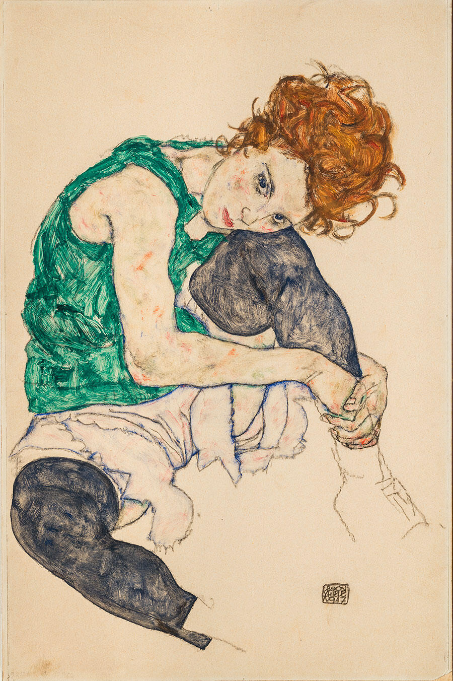 schiele-seated-woman-with-bent-knee