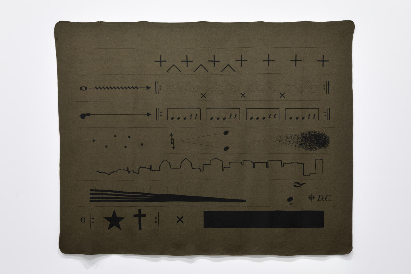 Raven Chacon, American Ledger No. 1 , 20 18/2020 . Installation view, An Indigenous Present , the Institute of Contemporary Art/Boston, 2025 - 26. Photo by Mel Taing. Courtesy the artist. © Raven Chacon