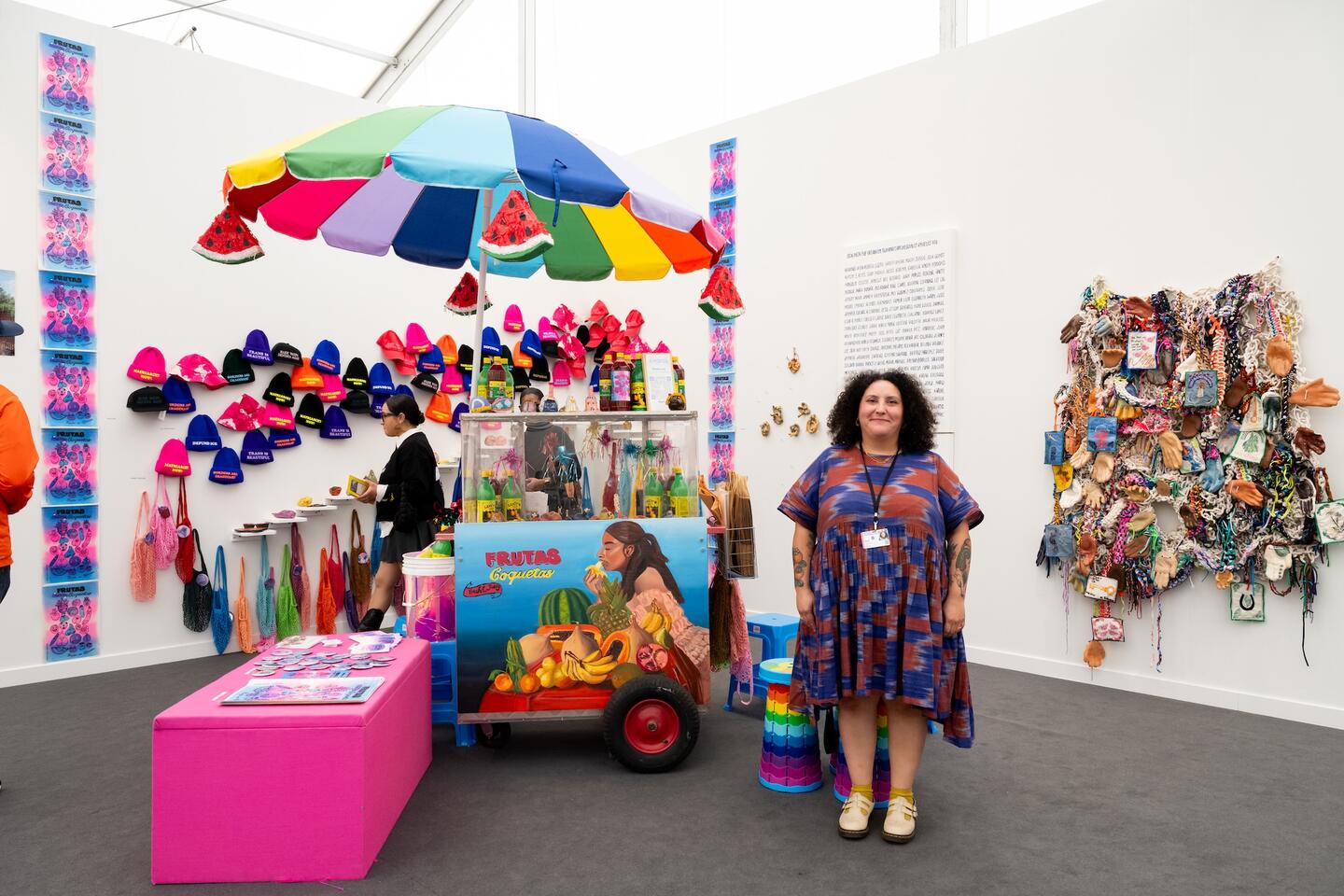 AMBOS’s stand at Frieze Los Angeles 2025, featuring a fruit vendor’s cart. Photograph: Casey Kelbaugh / Frieze