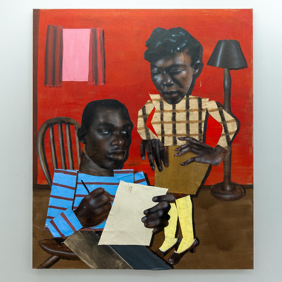 Toby CATO Grant, The Dreamer, 2025. Acrylic and cut canvas on jute. 1.2 × 1.8 m. Courtesy: the artist and Harlesden High Street
