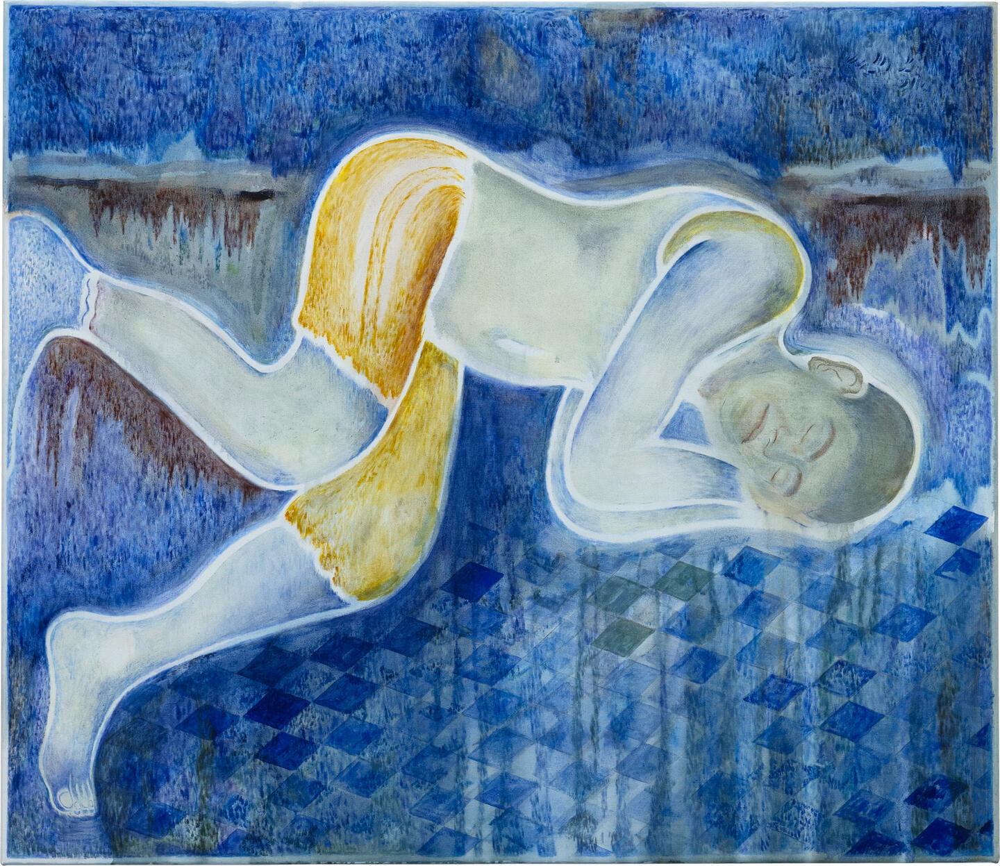 Eliza Wagener, In den Schlaf fallen, 2024  Oil and acrylic on canvas, 1.2 × 1.4 m. Presented by Galerie Noah Klink