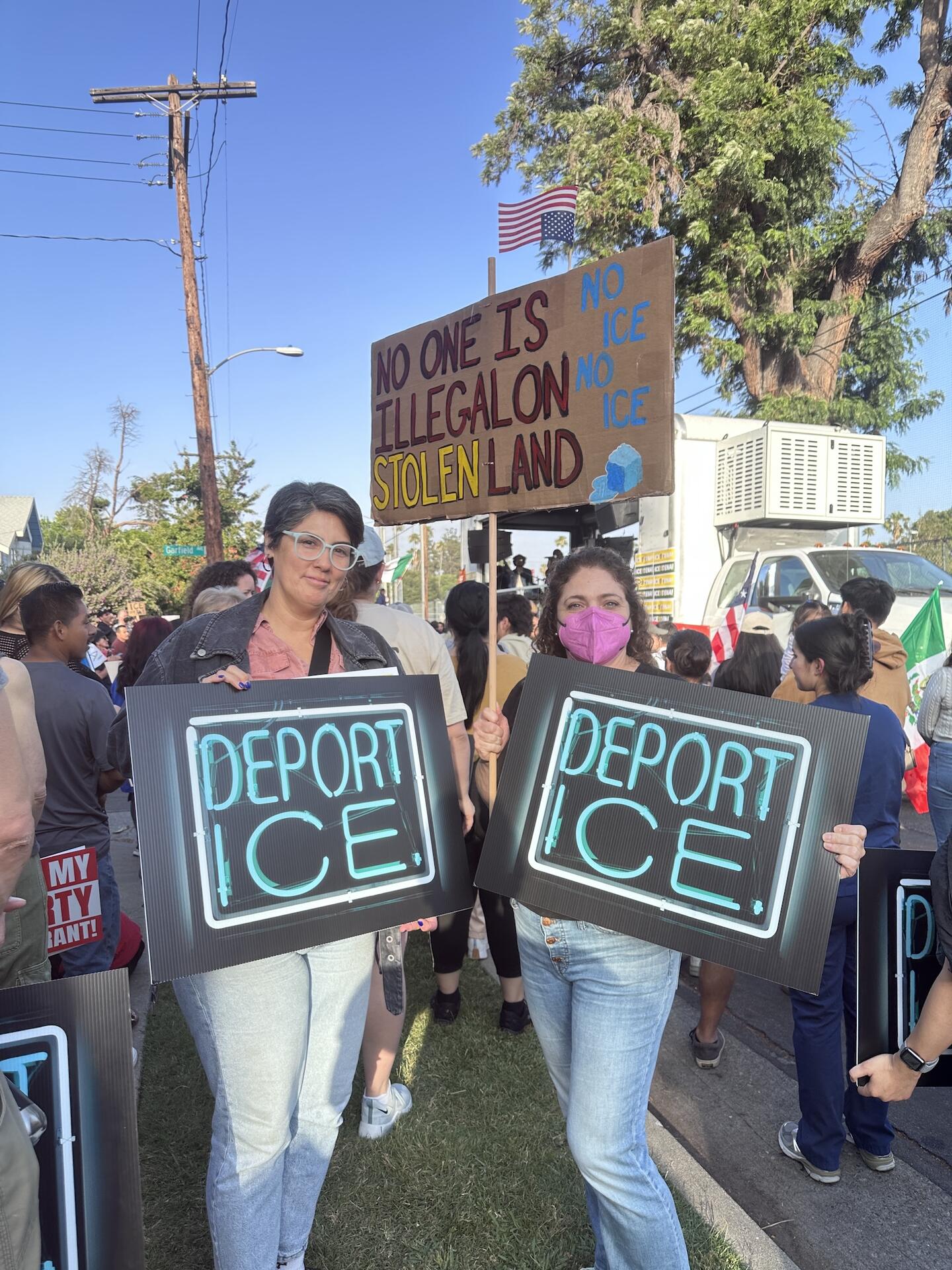 Protestors carrying Patrick Martinez placards, Los Angeles, 2025