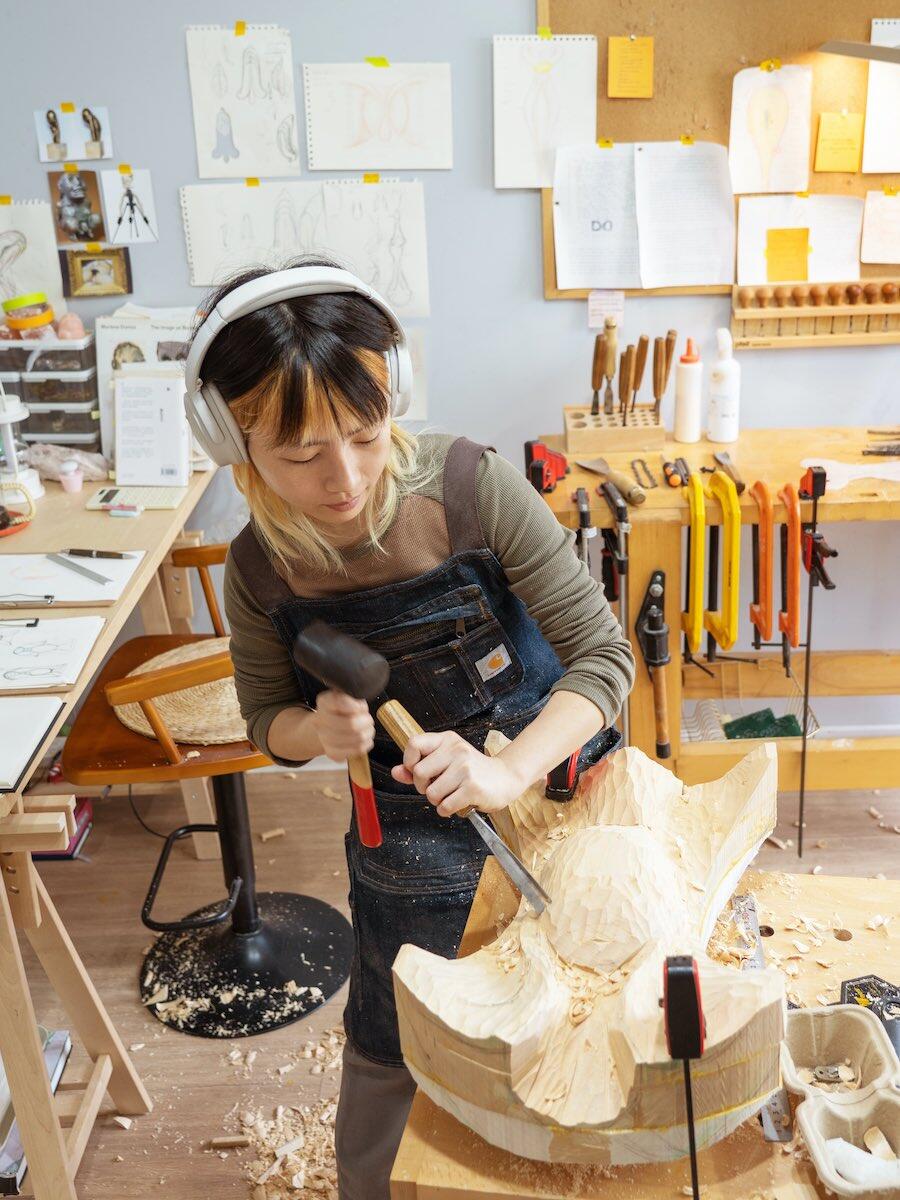 Liao Wen 廖雯 Artist Liao Wen at her studio in Shenzhen, China, 2023