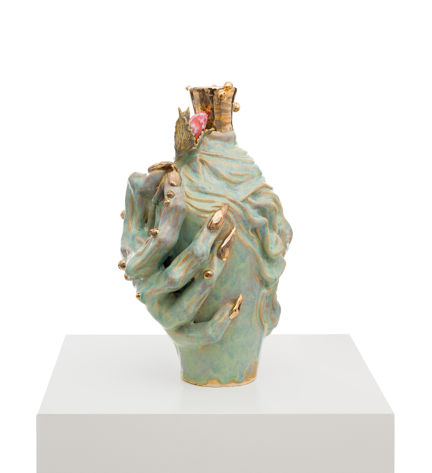 Lindsey Mendick, A witch is born out of the true hungers of her time, 2025  Glazed ceramic, 28 × 13 × 17 cm. Presented by Carl Freedman Gallery