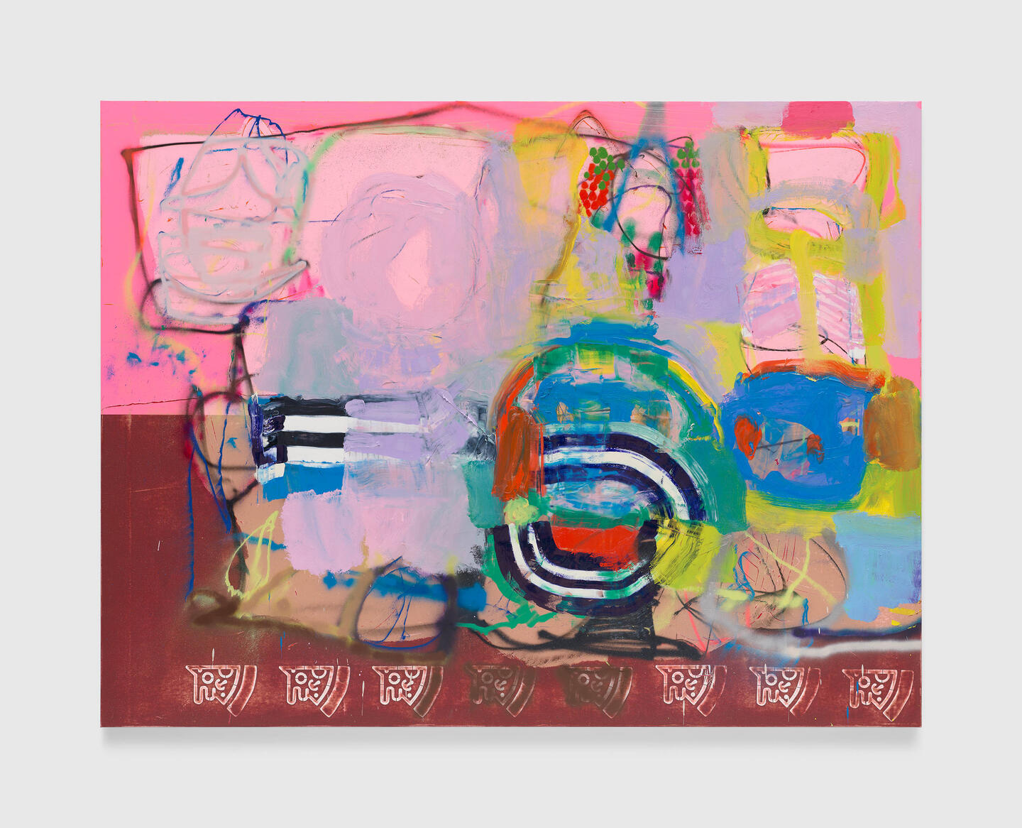 Marco Pariani  Natura Morta (Pizza), 2025 Oil, acrylic, alkyd resin, and spray paint on linen  61 x 80 inches (154.9 x 203.2 cm)