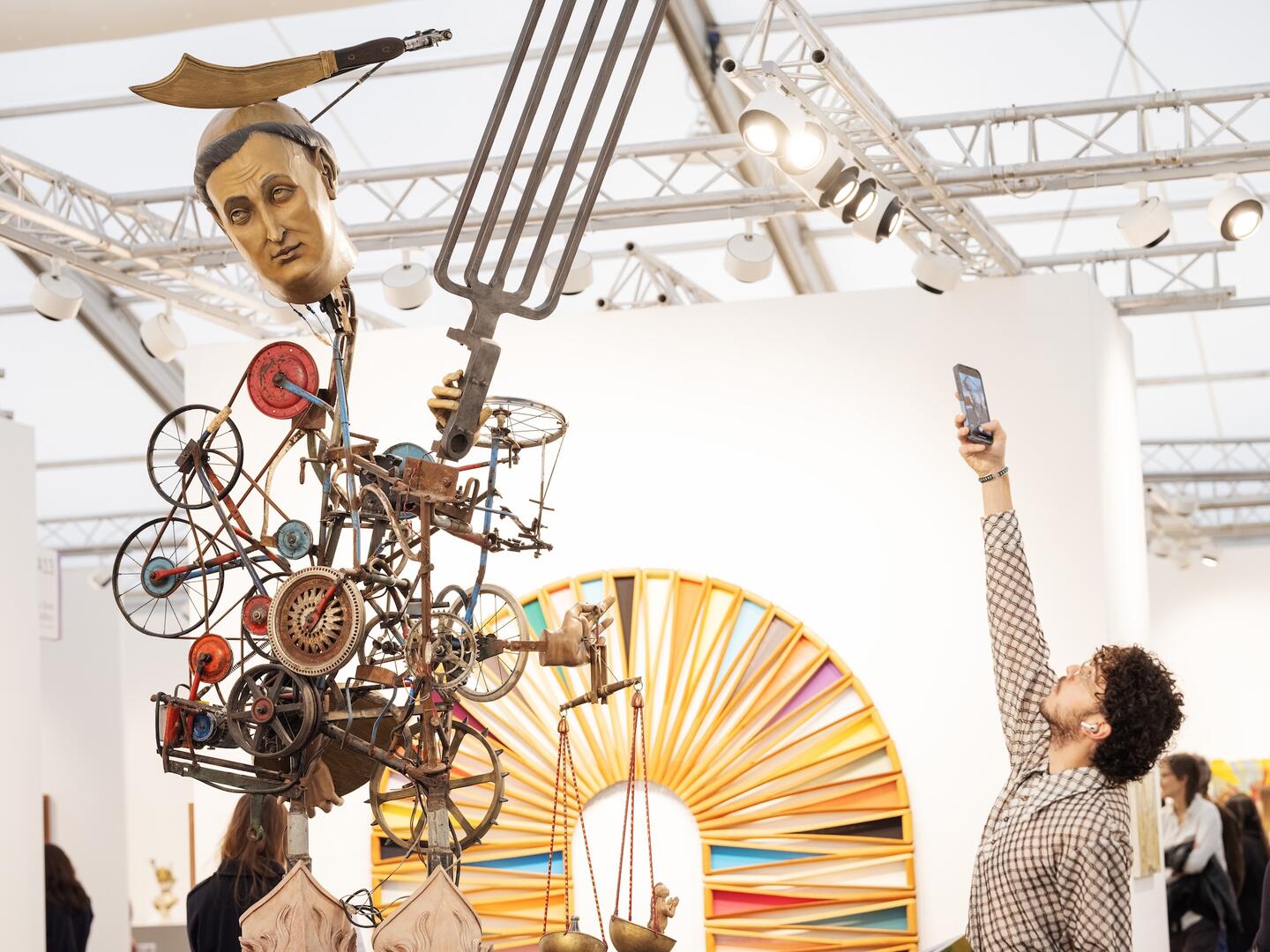 Thomas Dane Gallery, Frieze London 2025, with Michael Landy’s Multi-Saint, 2013, acquired by the Contemporary Art Society for the Walker ARt GAllery in Liverpool. Courtesy: Frieze. Photograph: Linda Nylind