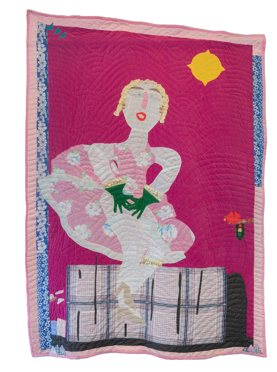 Yvonne Wells, Marilyn Monroe, 2001. Assorted fabrics, 2.5 x 1.8 m. © Yvonne Wells. Courtesy: the artist and Fort Gansevoort, New York