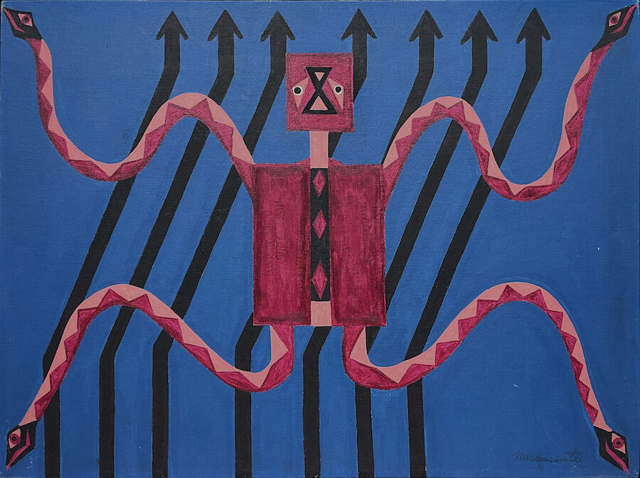 Abdias Do Nascimento, Exú Messager, 1970. Acrylic on canvas, 45 × 61 cm. Courtesy: Galeria MaPa