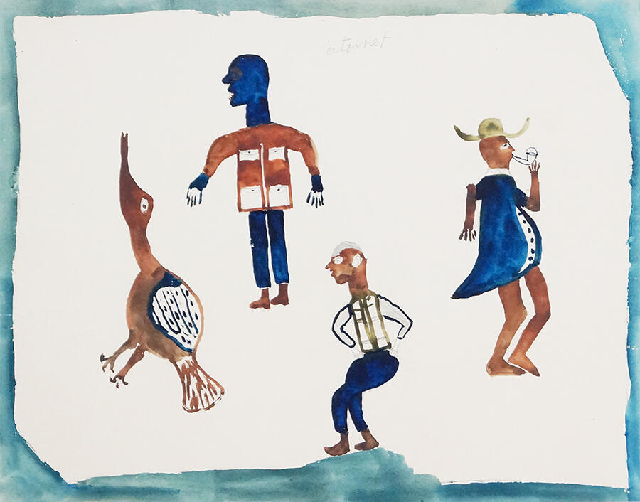 Antoinette Lubaki, title uknown, c. 1920-1930s, watercolor on paper, 52,3 x 66,3 cm, collection of Iwalewahaus, University of Bayreuth, (c) Photo: Iwalewahaus, Universität Bayreuth