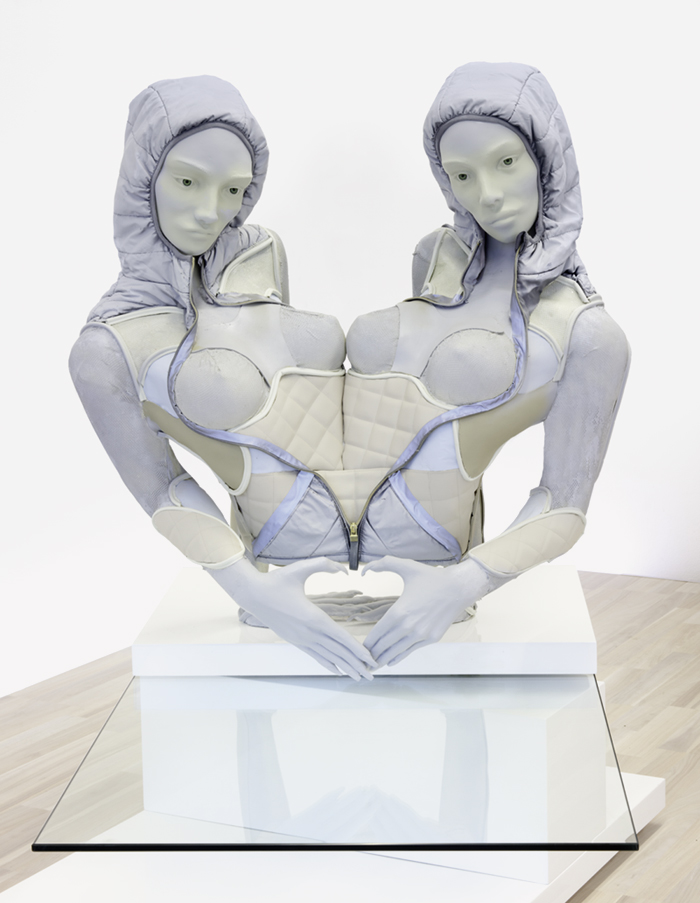 mixed media installation view sculpture two people bff twin torso 2015 Anna Uddenberg