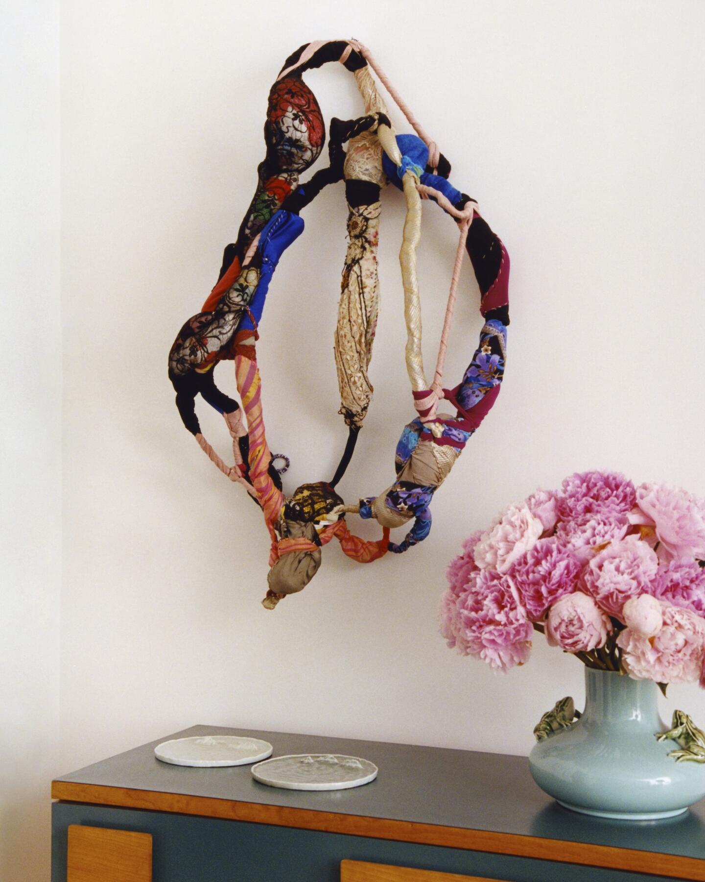 Untitled, from Troção series Sonia Gomes 2013 Seaming, lashing, fabric and lace on wire 115 x 70 x 25cm