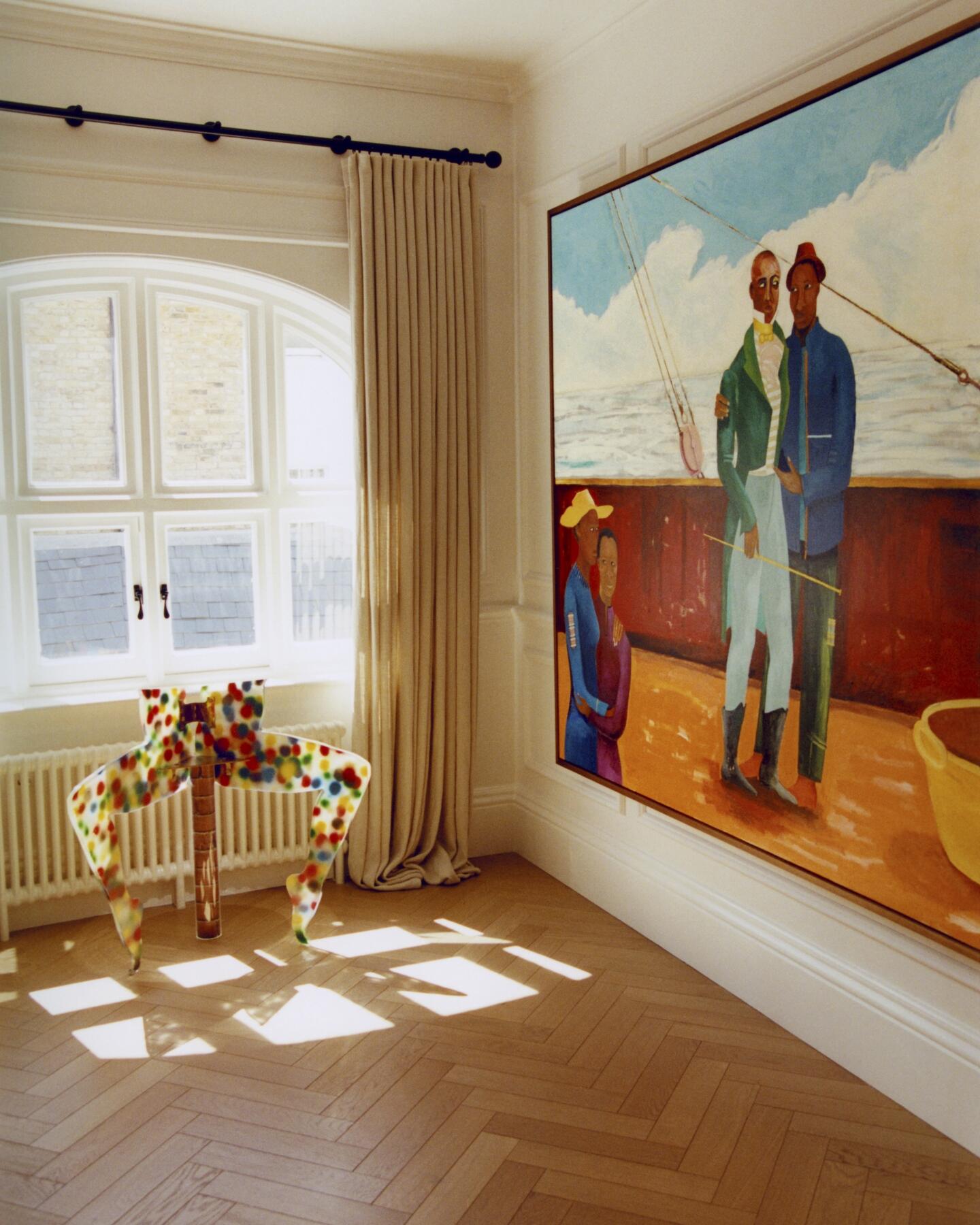 The Captain and The Mate Lubaina Himid 2017-18, acrylic on canvas, 183 x 244cm