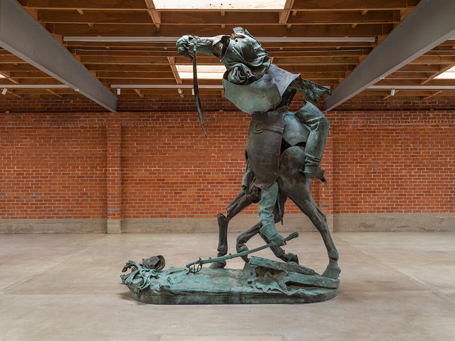 Kara Walker, Unmanned Drone, 2023, bronze, 3.4 × 3.9 × 1.4 m, exhibition view. Courtesy: The Brick, Los Angeles, the artist and Sikkema Malloy Jenkins; photograph: Ruben Diaz