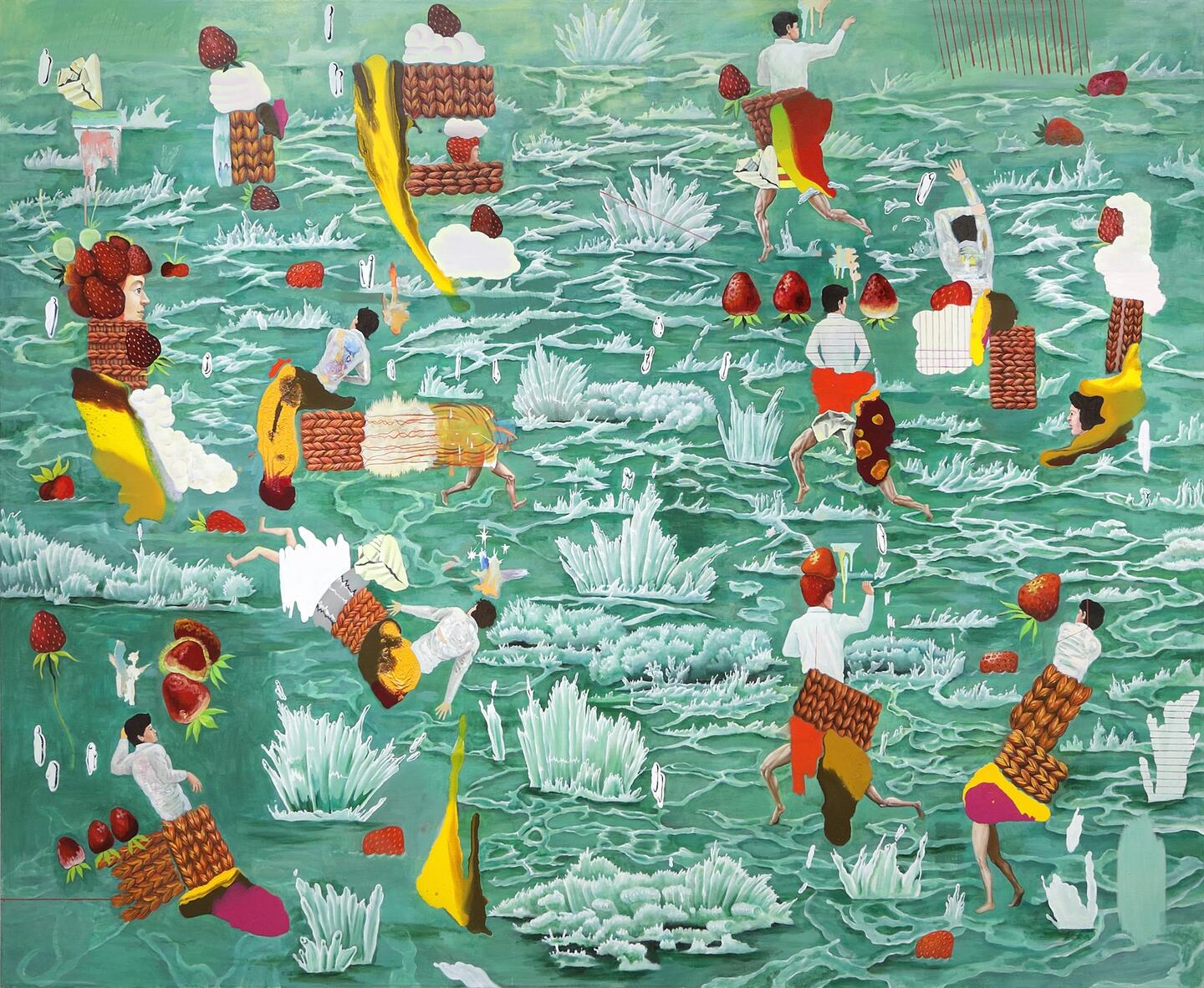 Suejin Chung, 'Brain Ocean', 2024. Oil on linen, 181 x 227 cm. Courtesy: Lee Eugean Gallery (Studionamu)