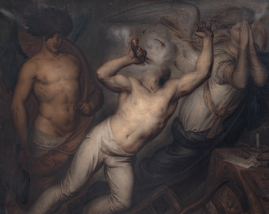 Antoine Wiertz, The Suicide, 1854, oil on canvas, 1.7 × 2.1 m. All images on this spread courtesy: Wiertz Museum and Royal Museums of Fine Arts of Belgium, Brussels; photograph: Philippe De Gobert