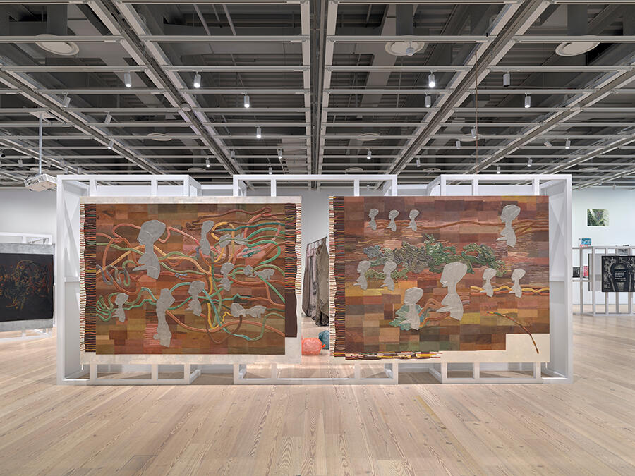 Installation view of Whitney Biennial 2022: Quiet as It's Kept (Whitney Museum of American Art, New York, April 6-September 5, 2022). Photograph by Ron Amstutz